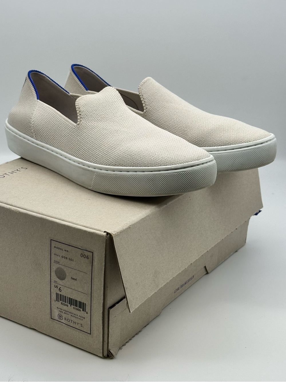 Rothy's The Slip On Sand Knit Fabric Low Top Everyday Sneakers Women’s Size US 6